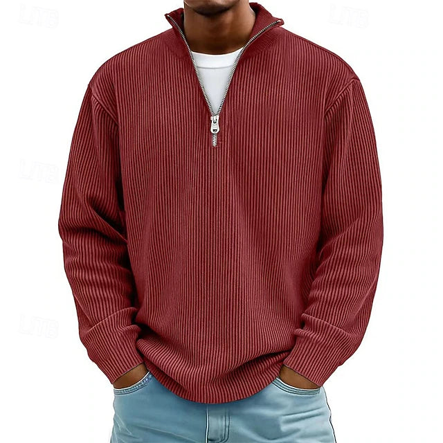 Calix | Trendy Ribbed Zip Sweater