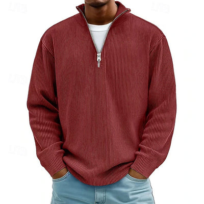 Calix | Trendy Ribbed Zip Sweater