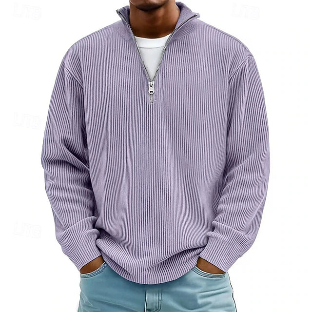 Calix | Trendy Ribbed Zip Sweater