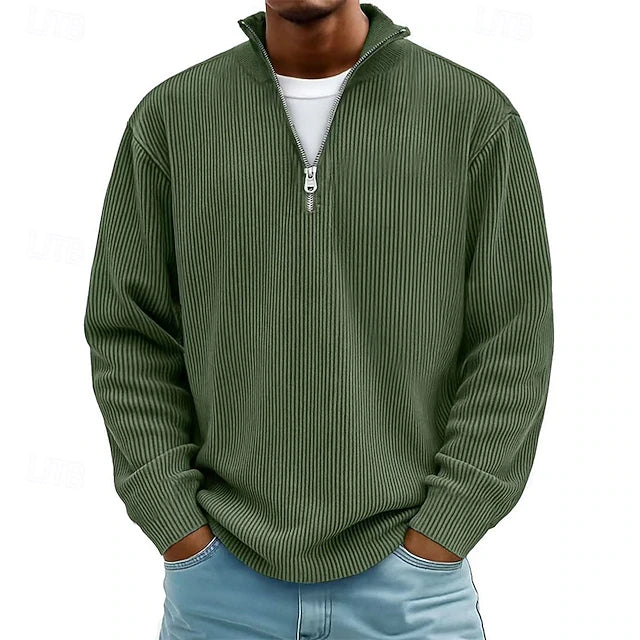Calix | Trendy Ribbed Zip Sweater
