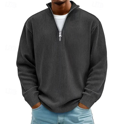 Calix | Trendy Ribbed Zip Sweater